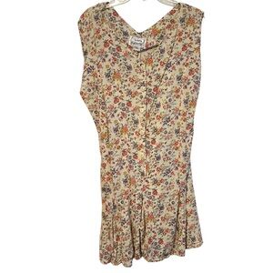 Vintage 90s Adjustable Cream Floral Hippie Cottagecore Flower Pattern Ro…